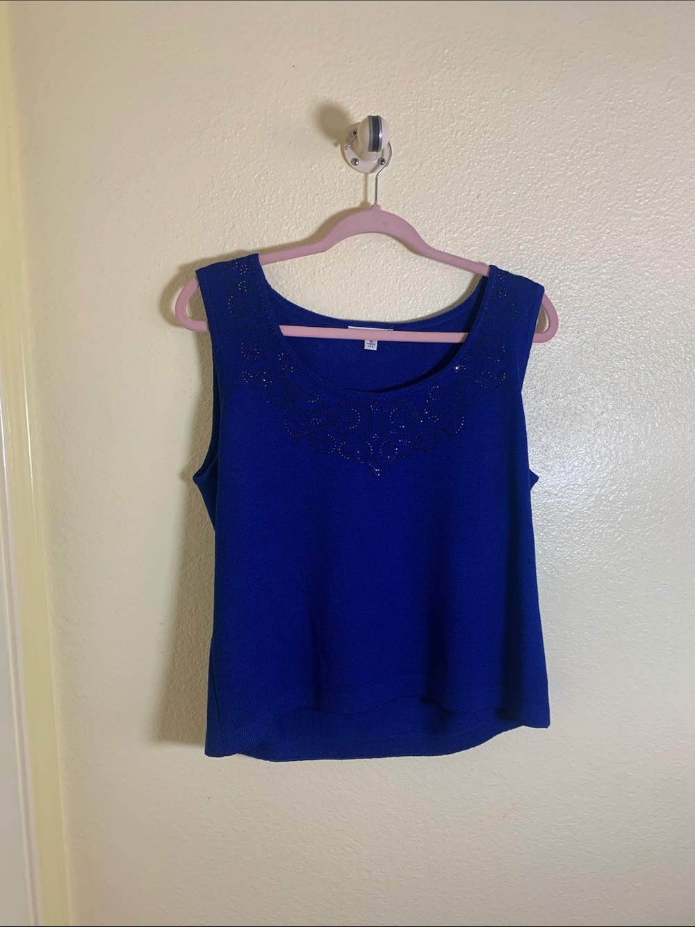 NWOT St. John Cobalt Blue Beaded Scoop Neck Tank, Size 10